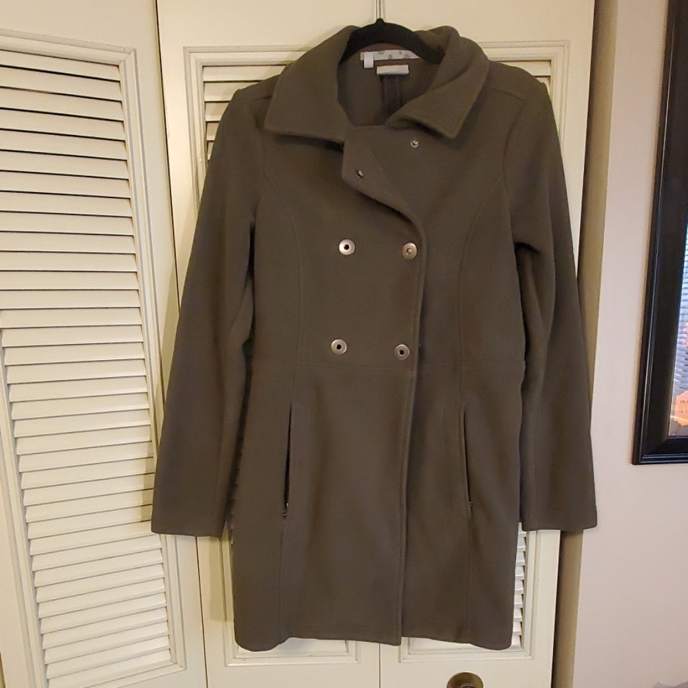 Athleta Switchback Fleece Pea Coat - Sage, Size S